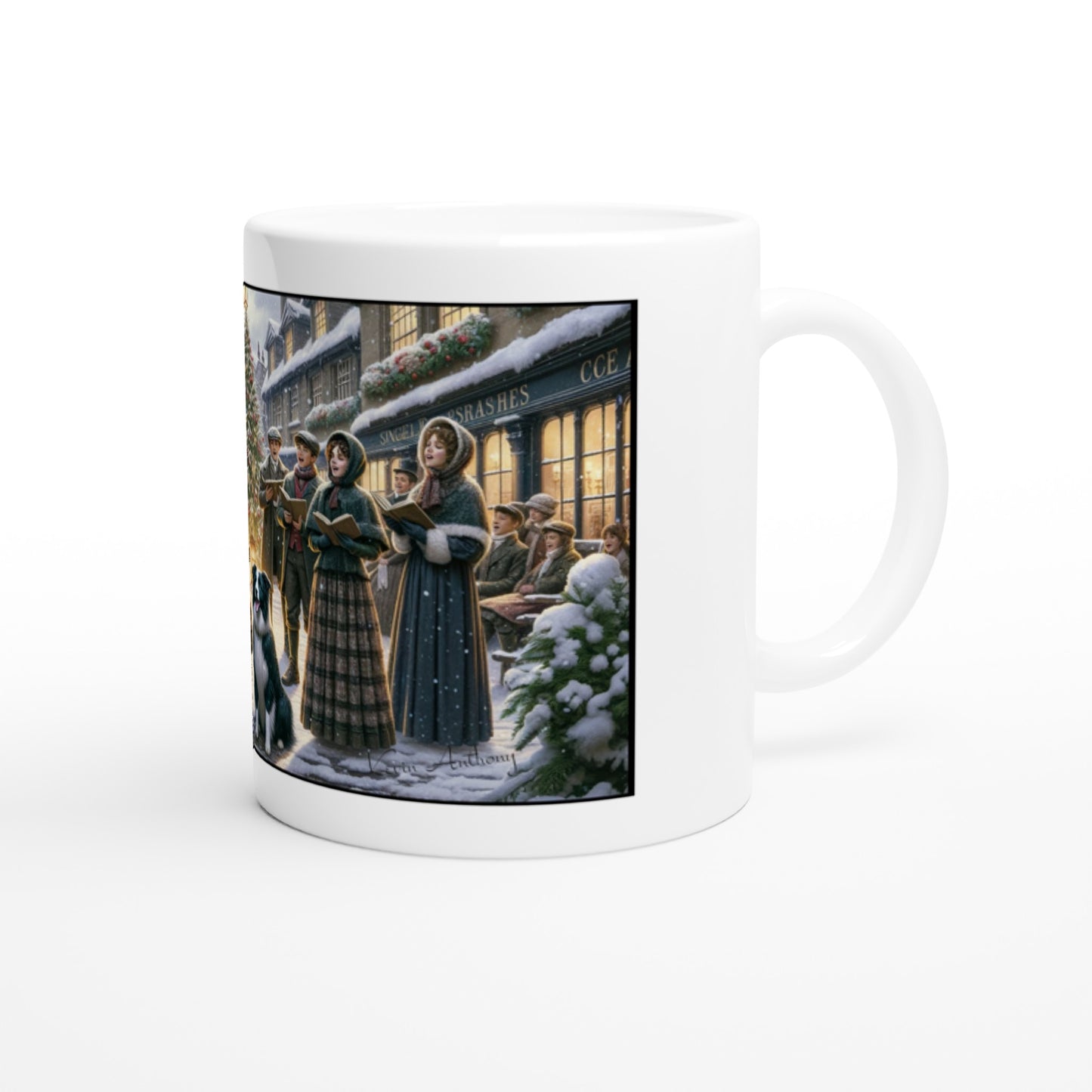 Border Collie - Victorian Christmas Carol Singers 11oz Ceramic Mug