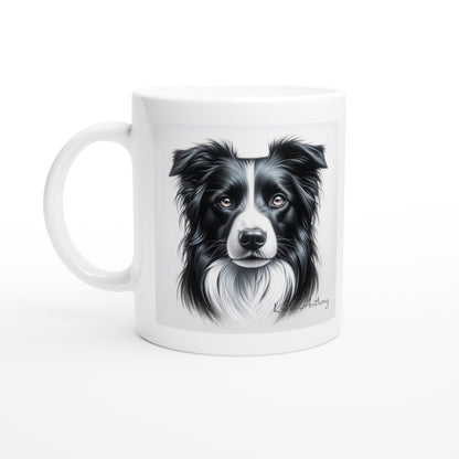 Border Collie Drawing "I love my dog..." 11oz Ceramic Mug