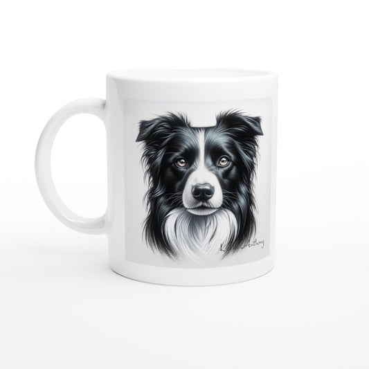 Border Collie Drawing "I love my dog..." 11oz Ceramic Mug