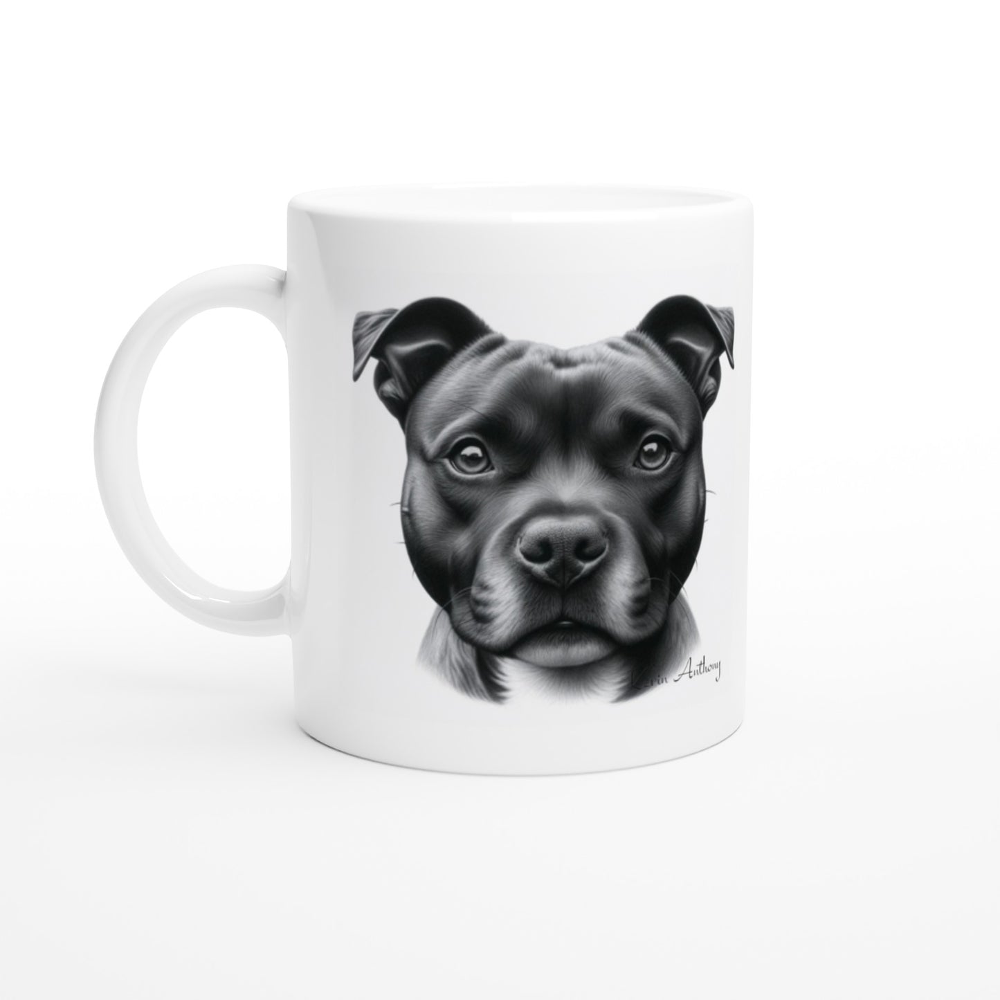Staffordshire Bull Terrier Drawing "Life Happens" 11oz Ceramic Mug