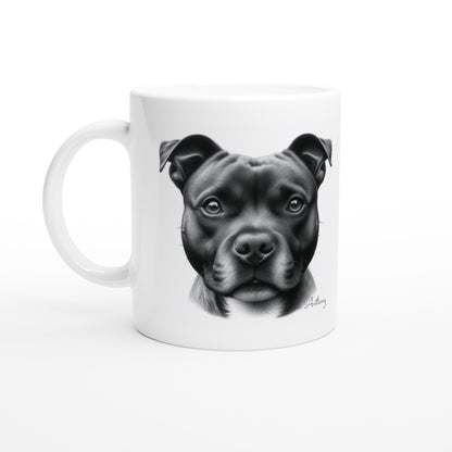Staffordshire Bull Terrier Drawing "Life Happens" 11oz Ceramic Mug