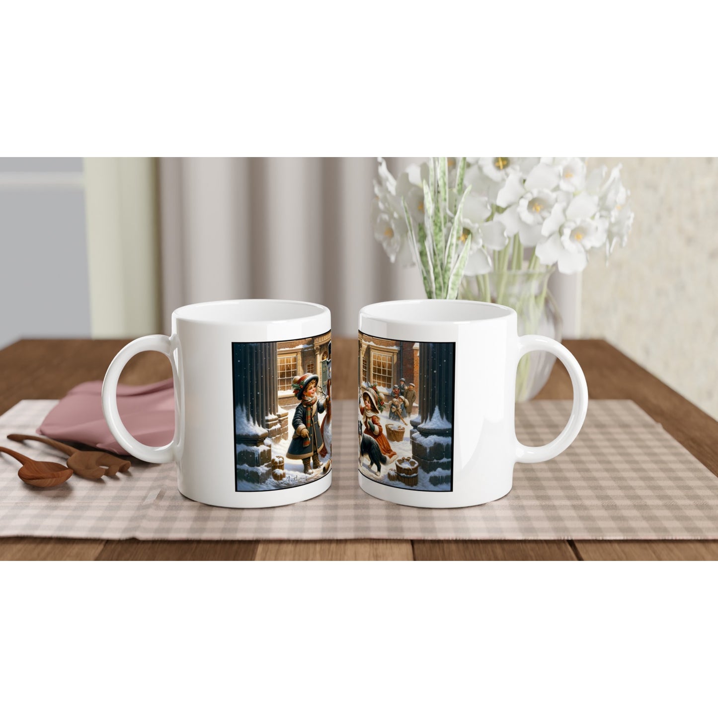 Border Collie - Victorian Christmas Snowman 11oz Ceramic Mug