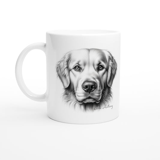 Golden Retriever Drawing "I love my dog..!" 11oz Ceramic Mug