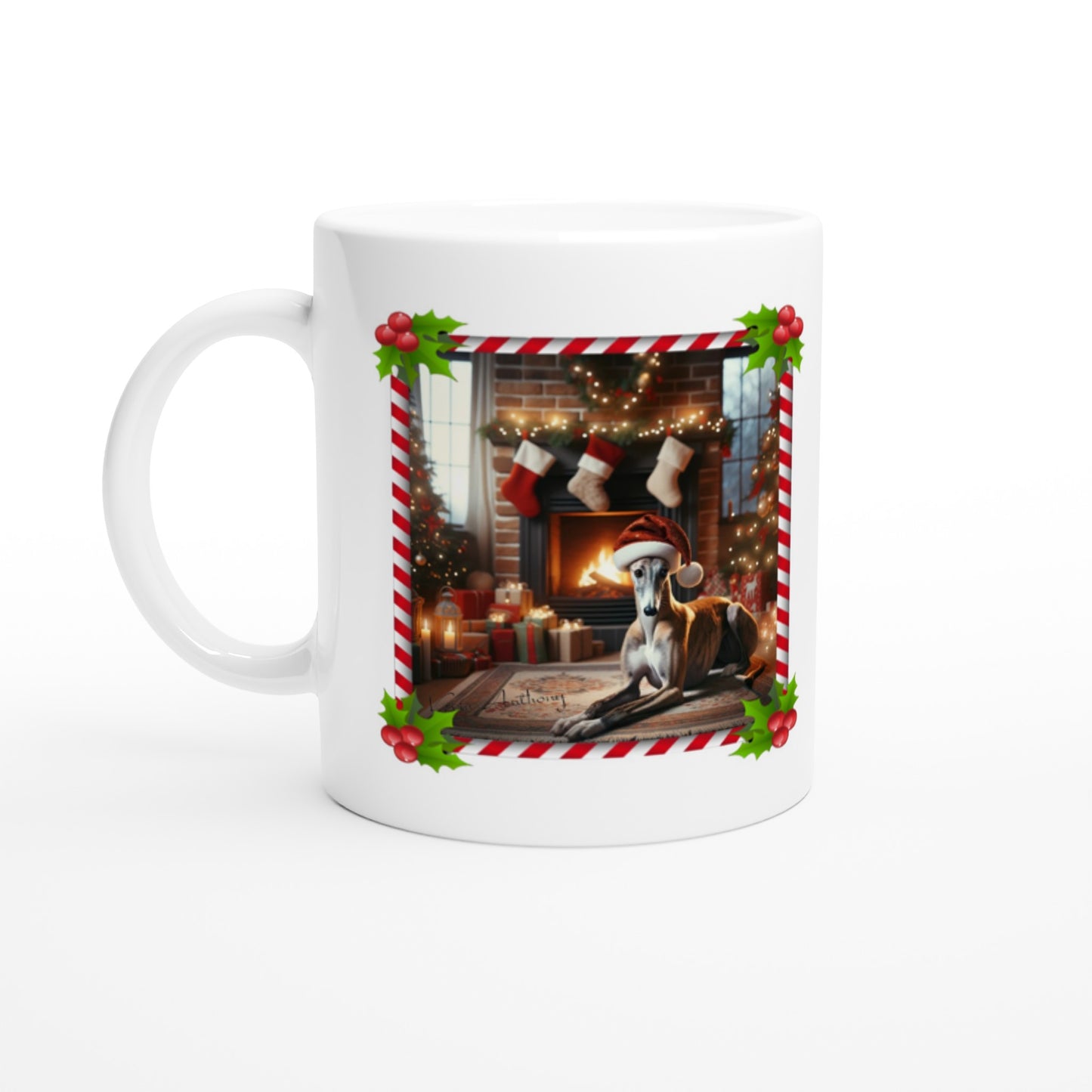 Grey Greyhound Christmas 11oz Ceramic Mug