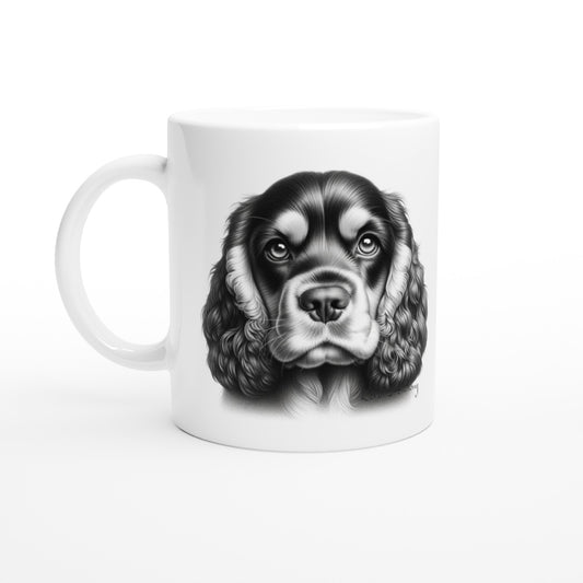 Cocker Spaniel Drawing "Life Happens" 11oz Ceramic Mug