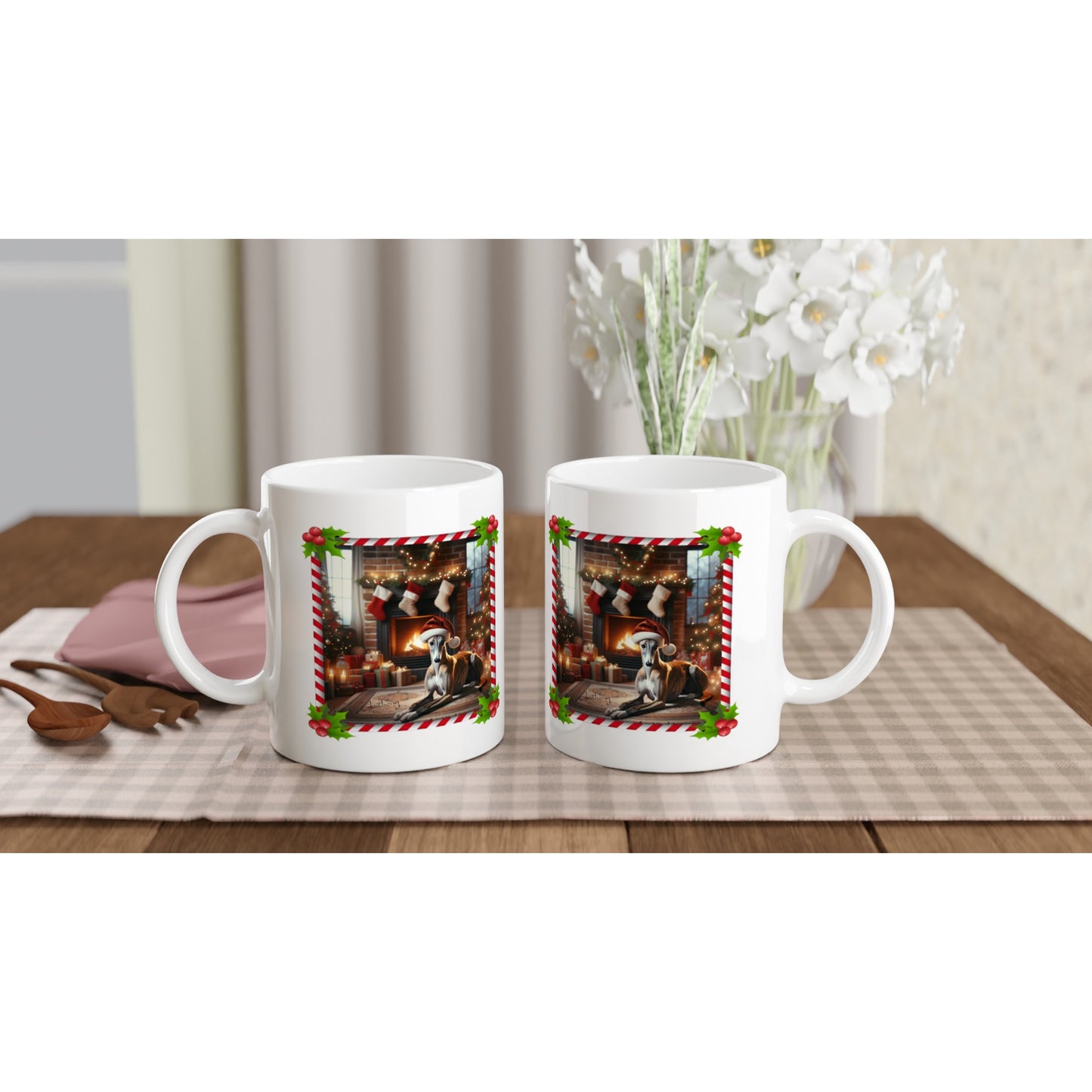 Grey Greyhound Christmas 11oz Ceramic Mug