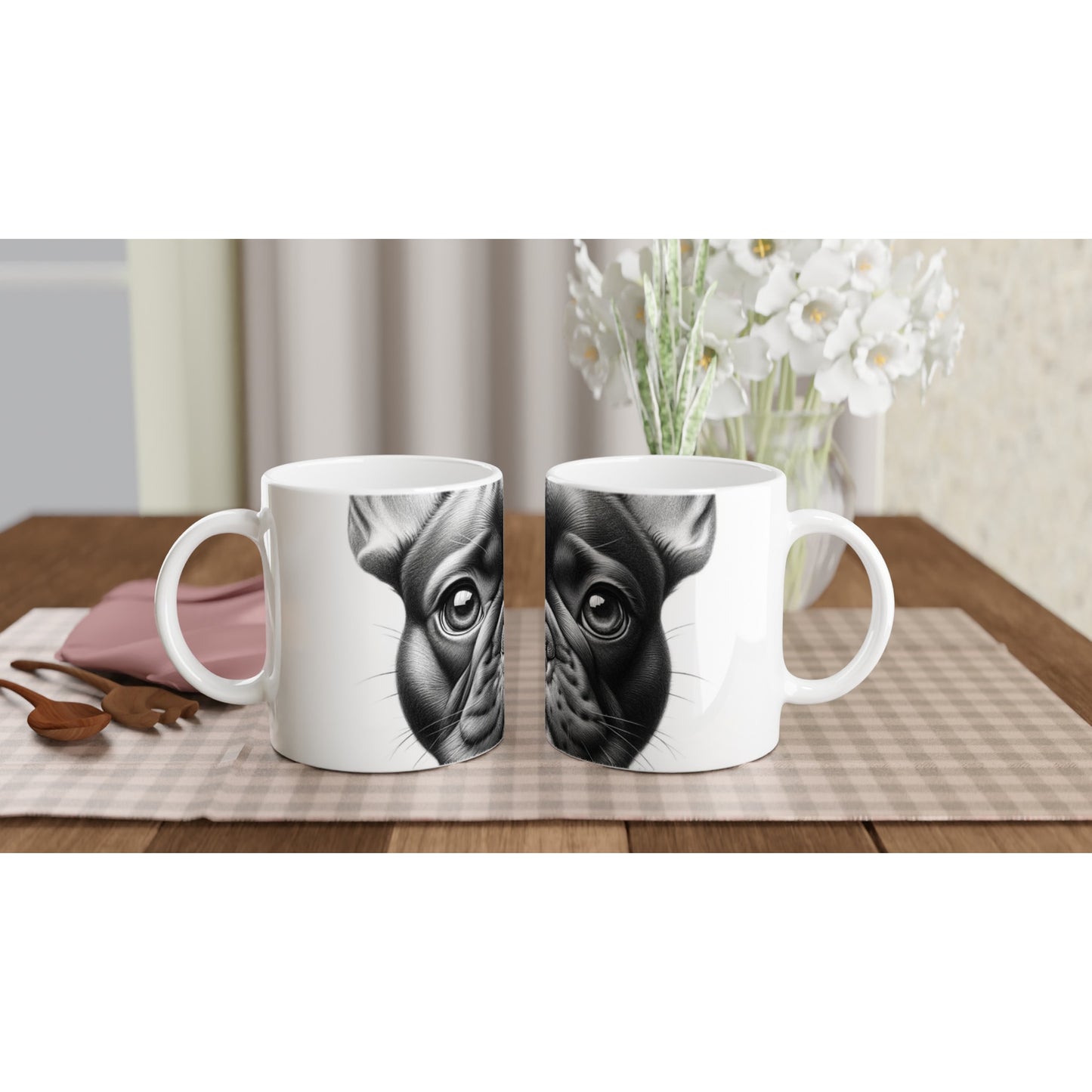 French Bulldog Drawing "Eyes" 11oz Ceramic Mug