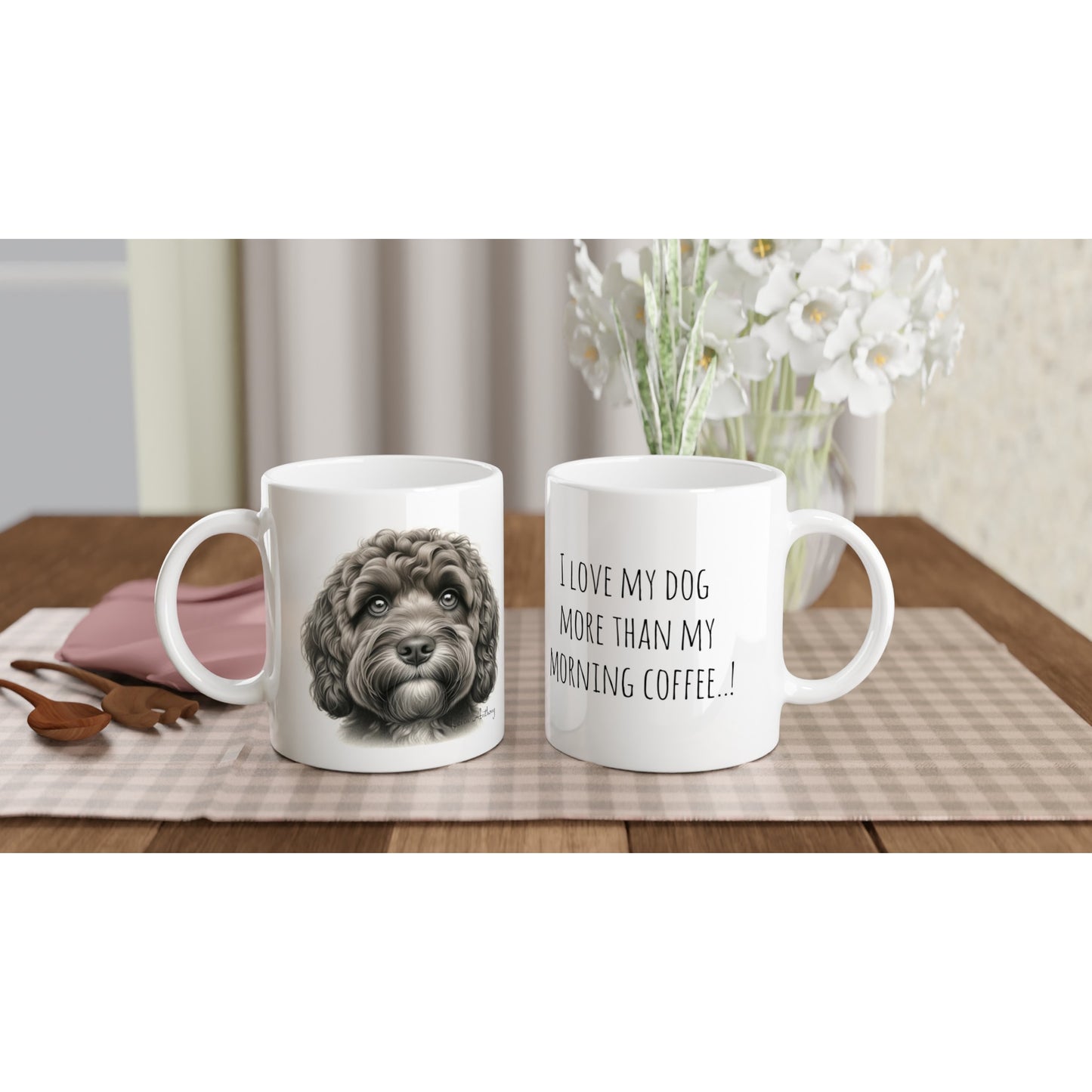 Cockapoo Drawing "I love my dog..!" 11oz Ceramic Mug
