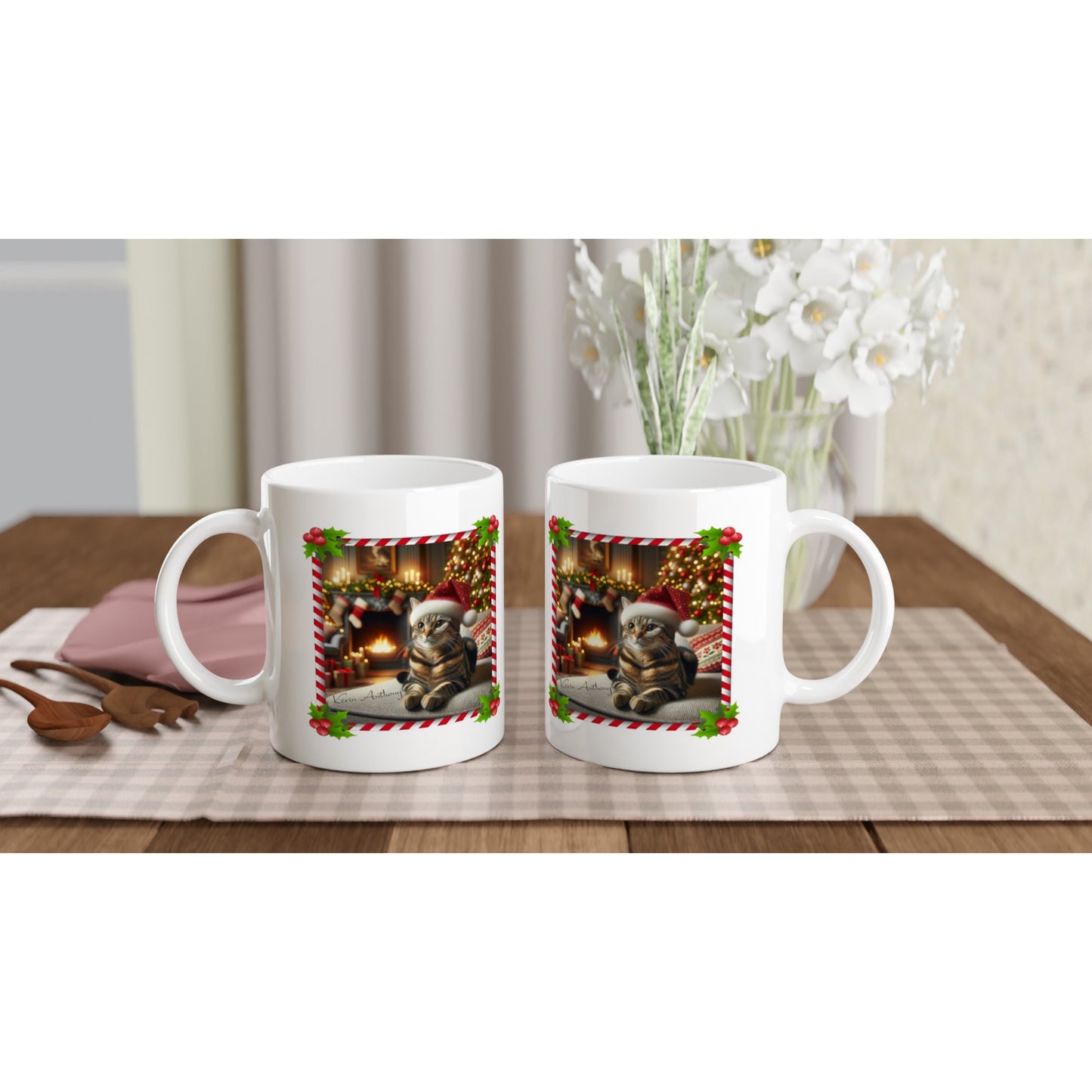 European Shorthair Cat Christmas 11oz Ceramic Mug