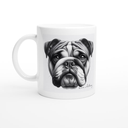 Bulldog Drawing "Life Happens" 11oz Ceramic Mug