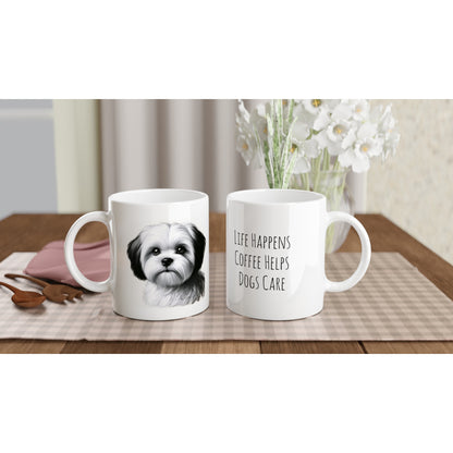 Shih Tzu Drawing "Life Happens" 11oz Ceramic Mug