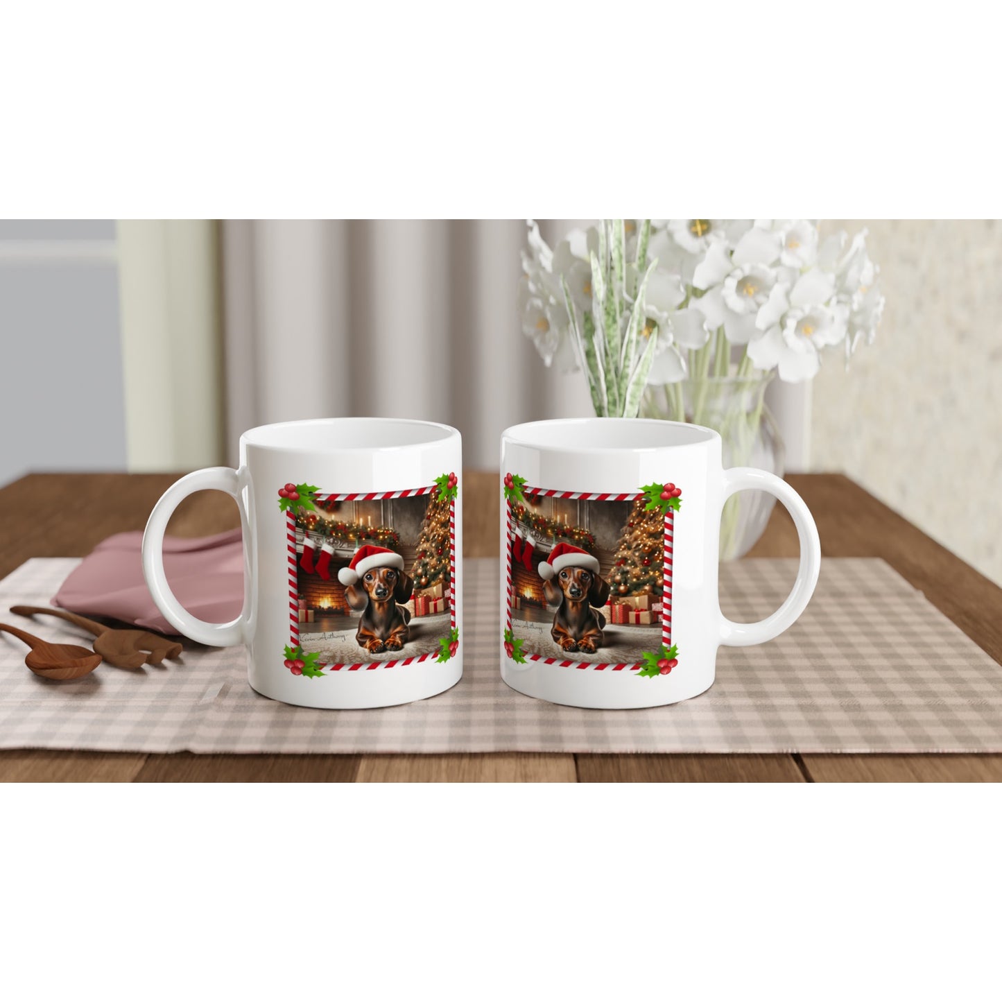 Miniature Smooth-Haired Dachshund Christmas 11oz Ceramic Mug