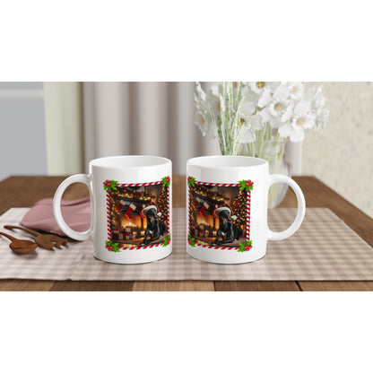 Black Greyhound Christmas 11oz Ceramic Mug