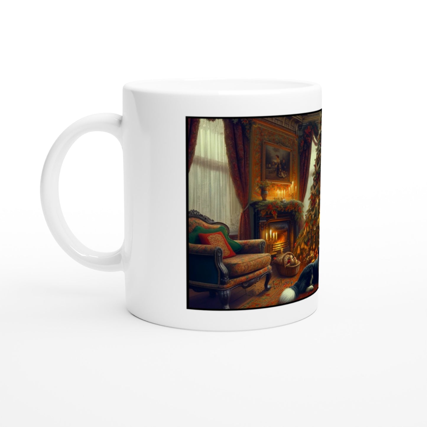 Border Collie - Victorian Christmas Tree 11oz Ceramic Mug