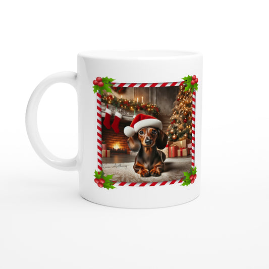 Miniature Smooth-Haired Dachshund Christmas 11oz Ceramic Mug