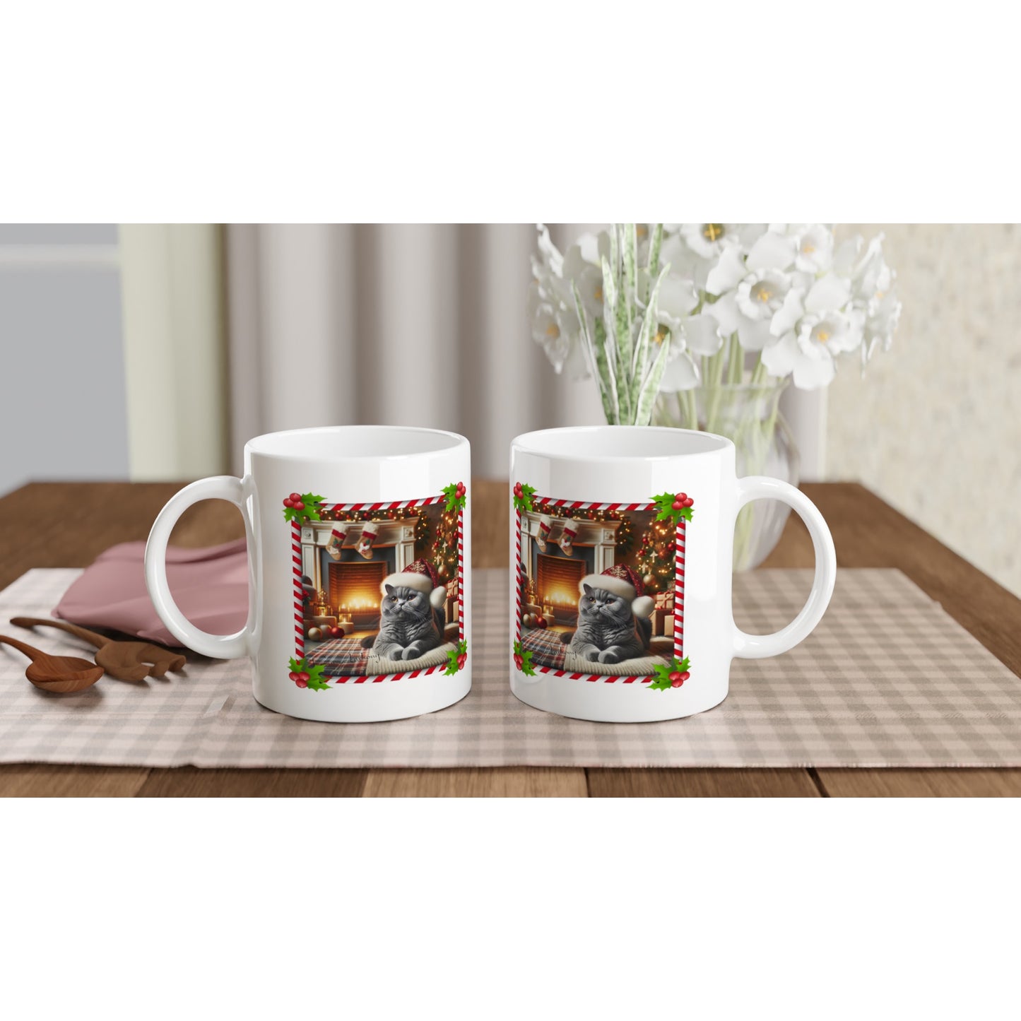 British Shorthair Cat Christmas 11oz Ceramic Mug