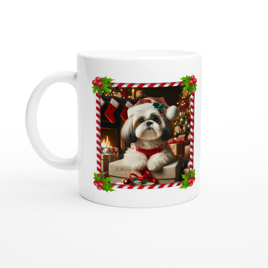 White Shih Tzu Christmas 11oz Mug