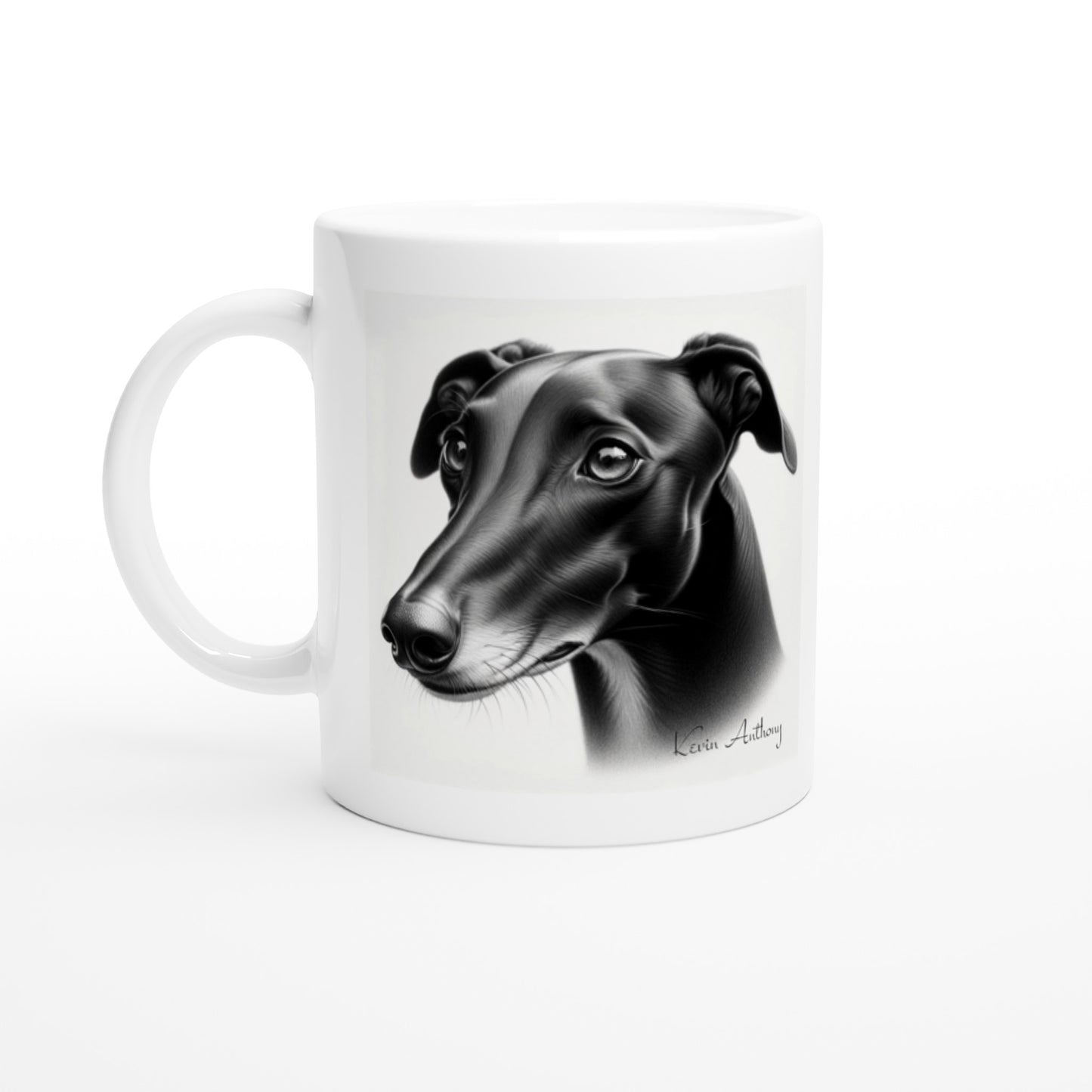Greyhound Drawing "Life Happens" 11oz Ceramic Mug