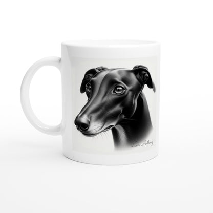 Greyhound Drawing "Life Happens" 11oz Ceramic Mug