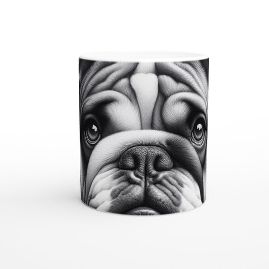 Bulldog Drawing "Eyes" 11oz Ceramic Mug