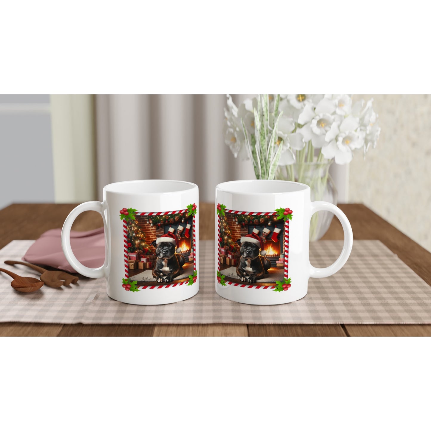 Staffordshire Bull Terrier Christmas 11oz Ceramic Mug