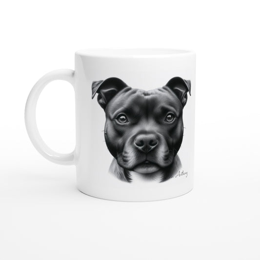 Staffordshire Bull Terrier Drawing "I love my dog..!" 11oz Ceramic Mug