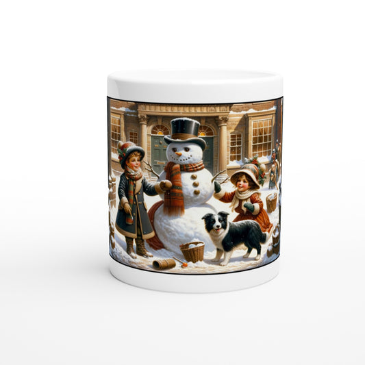 Border Collie - Victorian Christmas Snowman 11oz Ceramic Mug