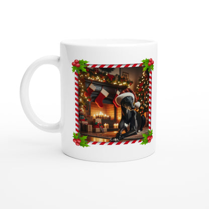 Black Greyhound Christmas 11oz Ceramic Mug