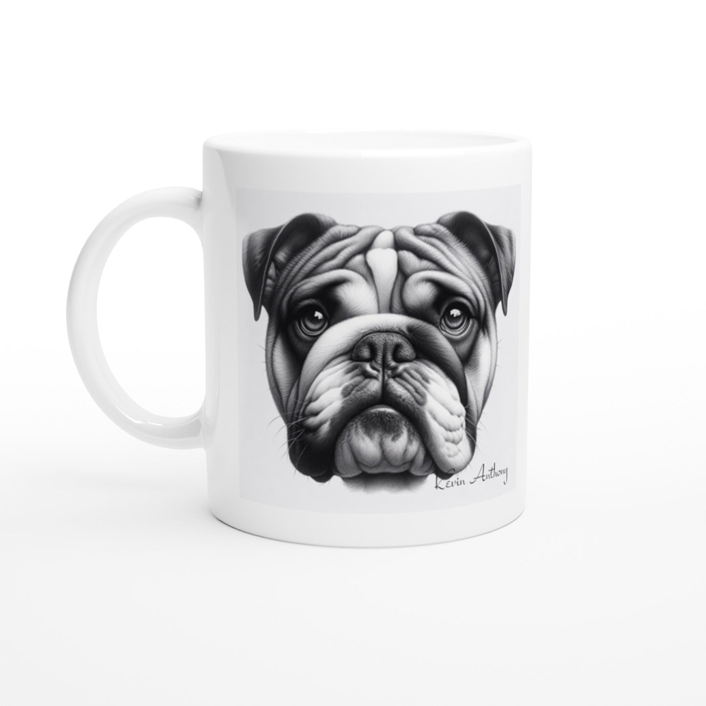 Bulldog Drawing "I love my dog..!" 11oz Ceramic Mug