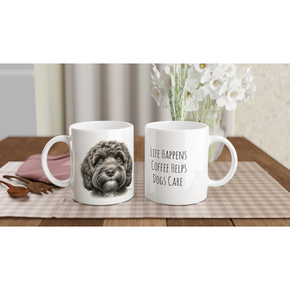Cockapoo Drawing "Life Happens" 11oz Ceramic Mug