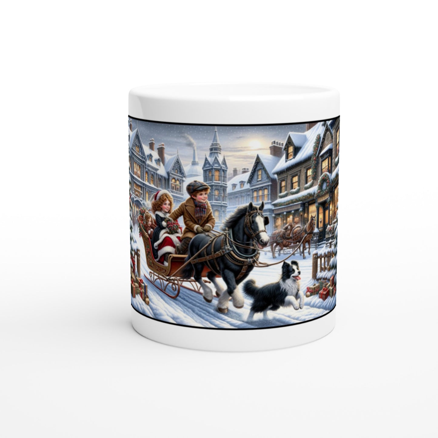 Border Collie - Victorian Christmas Sleigh Ride11oz Ceramic Mug