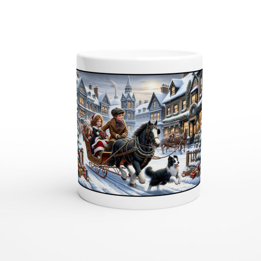 Border Collie - Victorian Christmas Sleigh Ride11oz Ceramic Mug