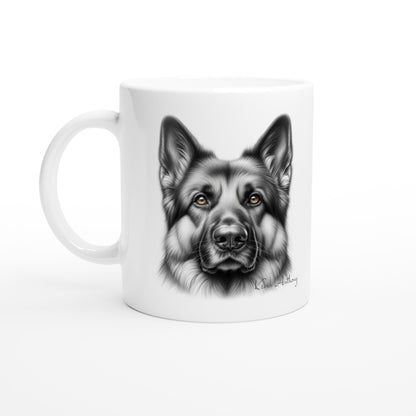 German Shepherd Drawing "Life happens..." 11oz Ceramic Mug