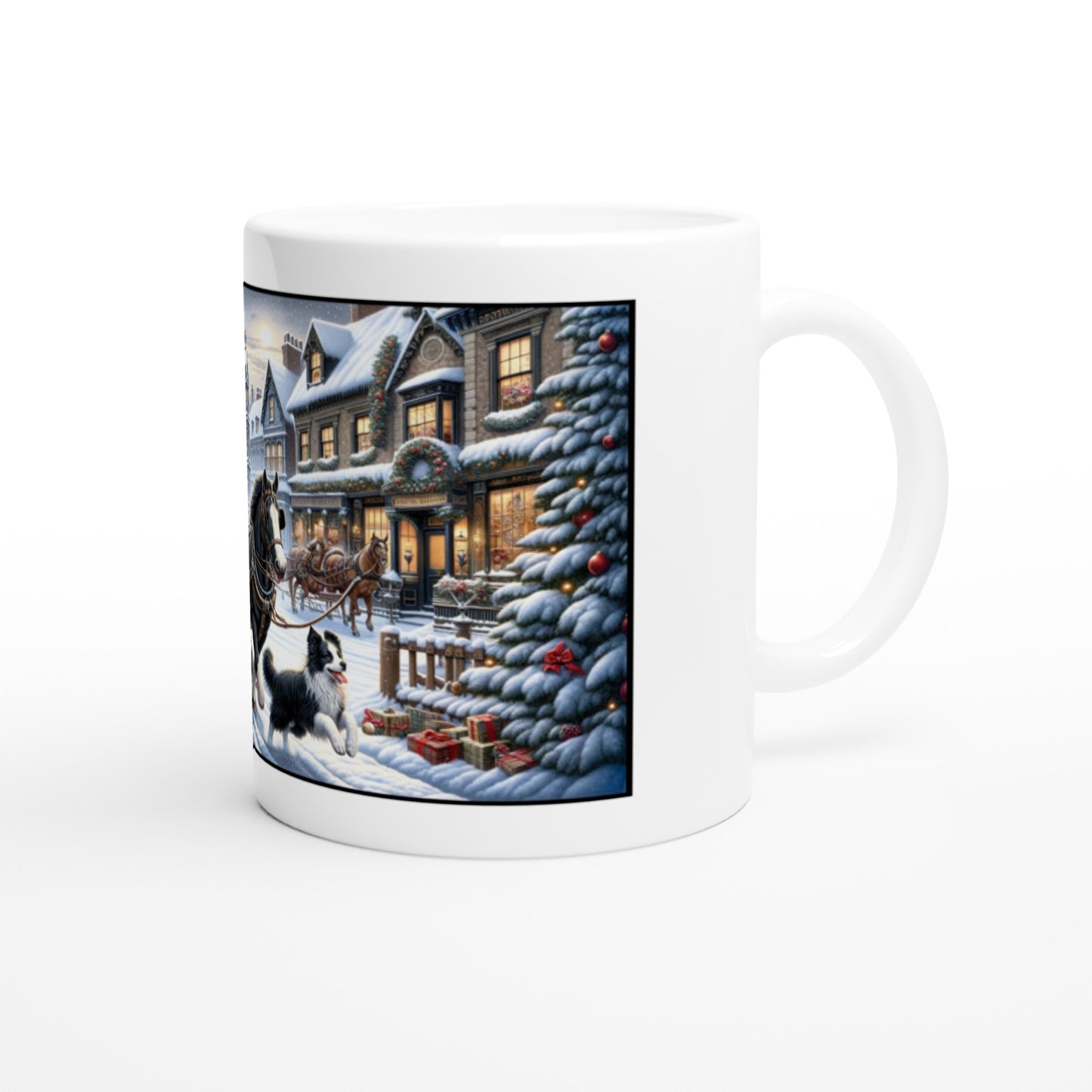 Border Collie - Victorian Christmas Sleigh Ride11oz Ceramic Mug
