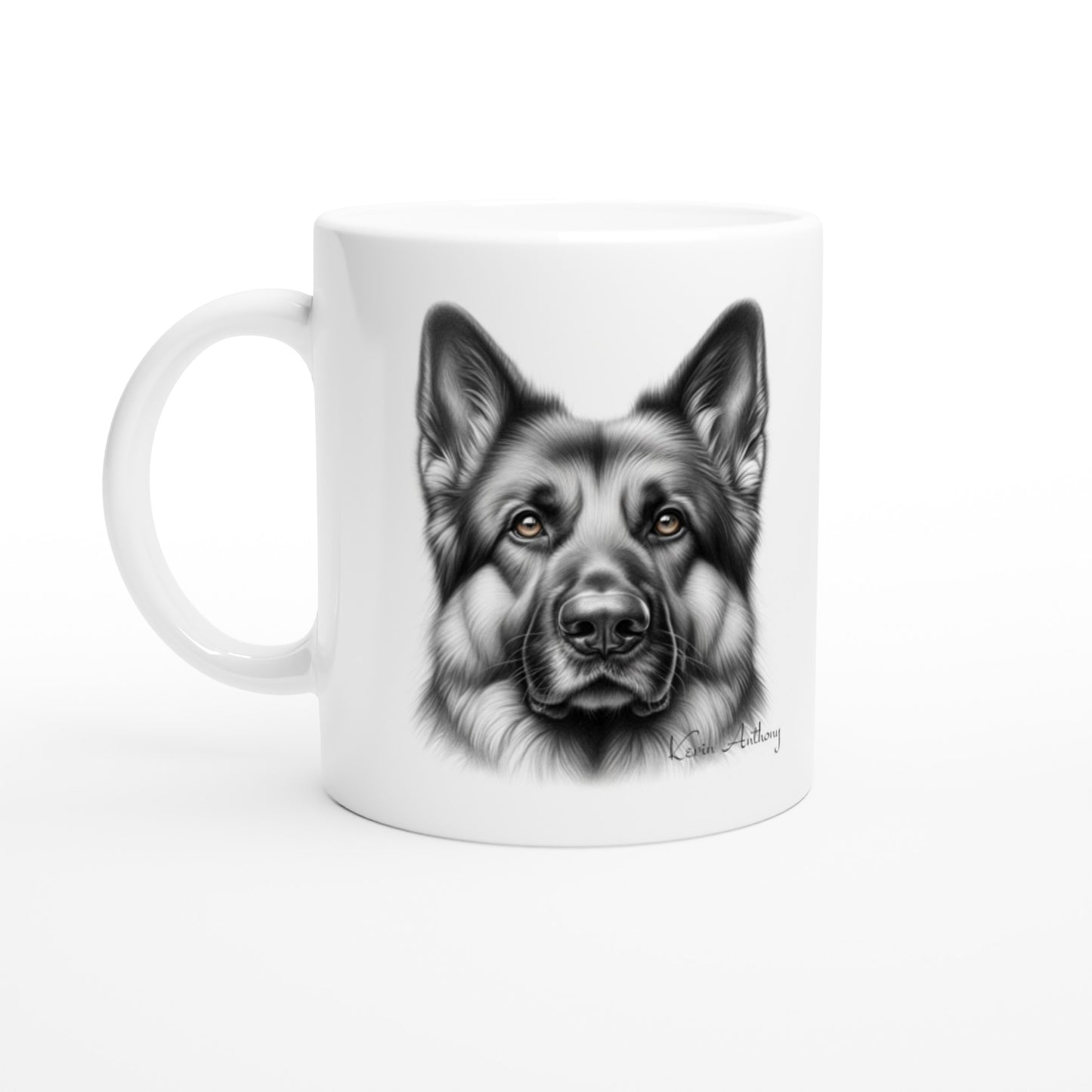 German Shepherd Drawing "I love my dog..!" 11oz Ceramic Mug
