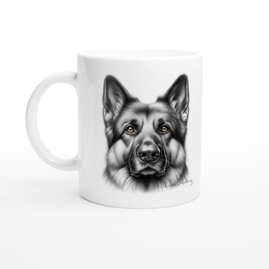 German Shepherd Drawing "I love my dog..!" 11oz Ceramic Mug