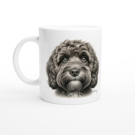 Cockapoo Drawing "Life Happens" 11oz Ceramic Mug