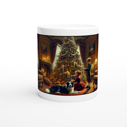 Border Collie - Victorian Christmas Tree 11oz Ceramic Mug