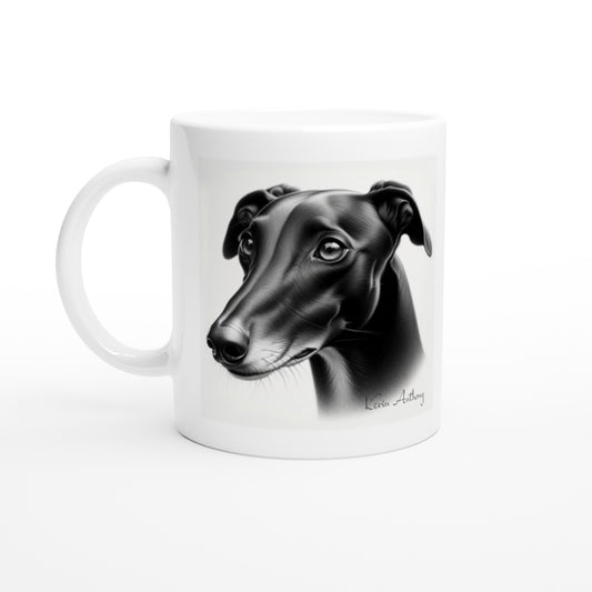 Greyhound Drawing "I love my dog..!" 11oz Ceramic Mug