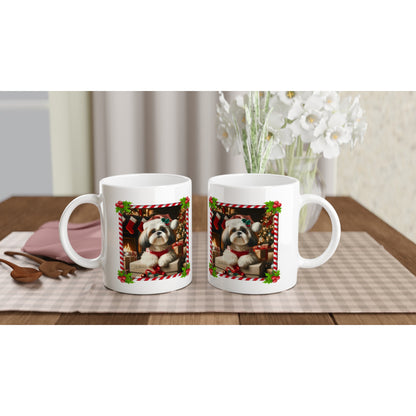 White Shih Tzu Christmas 11oz Mug