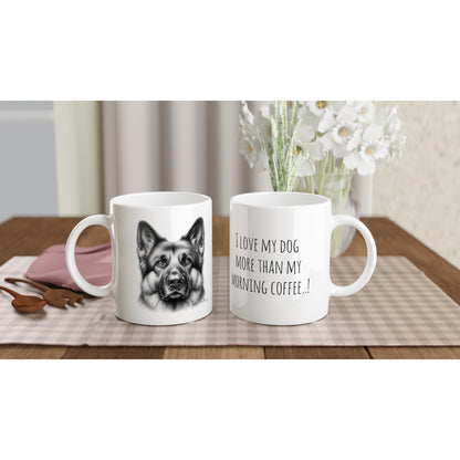 German Shepherd Drawing "I love my dog..!" 11oz Ceramic Mug